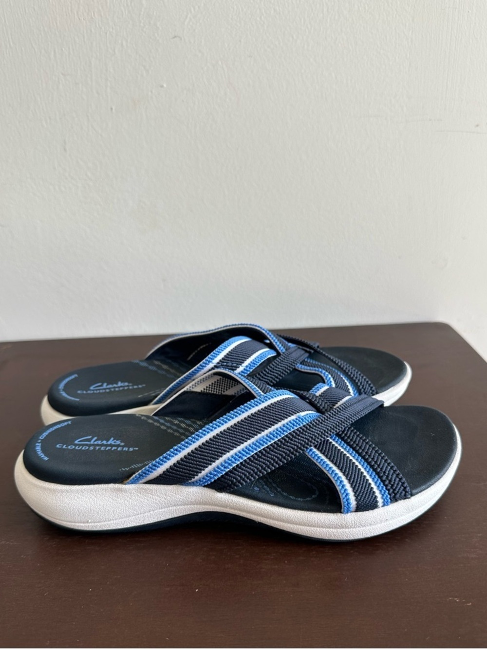 Clarks Cloudsteppers Sport Slide Sandals Mira Isle Dark Navy Size 7.5
